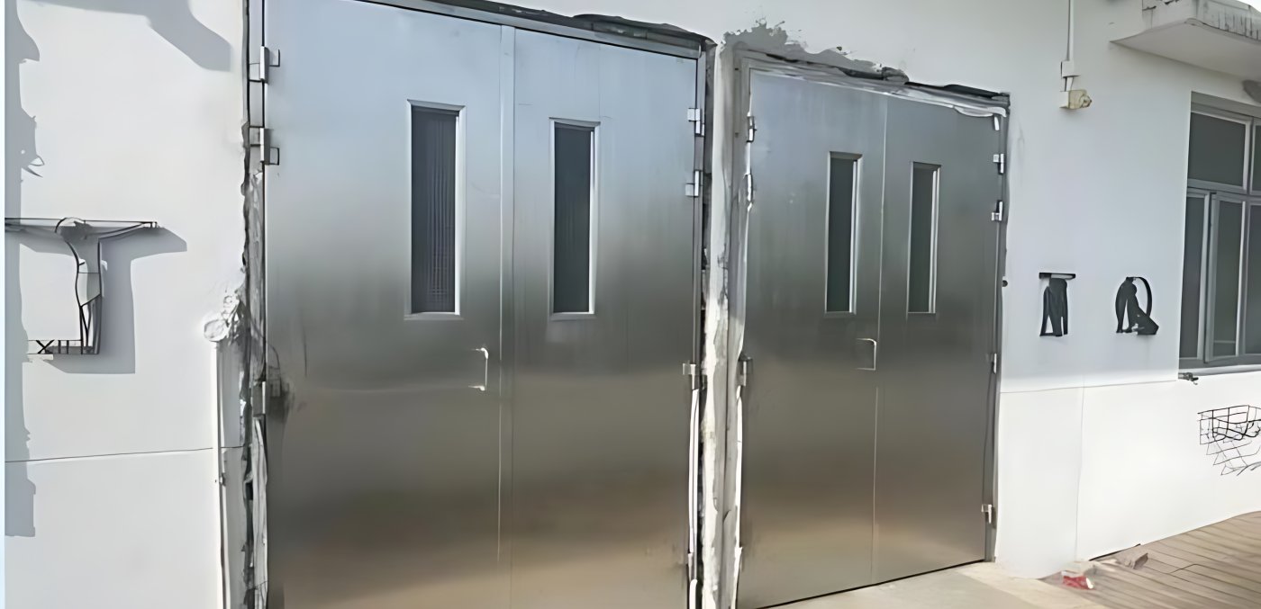 已安裝的不銹鋼雙扇防火門